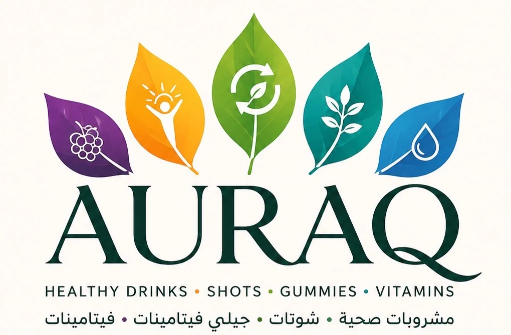 AURAQ botanical wellness brand identity and product world